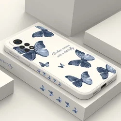 Red Blue Butterfly Phone Case For Xiaomi Redmi Note 14 13 12 12S 11 11E 11S 10 10A 10T 10S 9T 9 8 7 Pro 10C 9T 4G 5G Cover