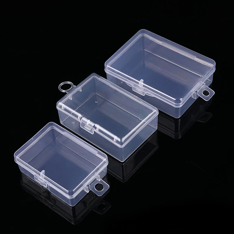 Small Boxes Rectangle Clear Plastic Jewelry Storage Case Container Packaging Box Earrings Rings Beads Collecting Home Organizer