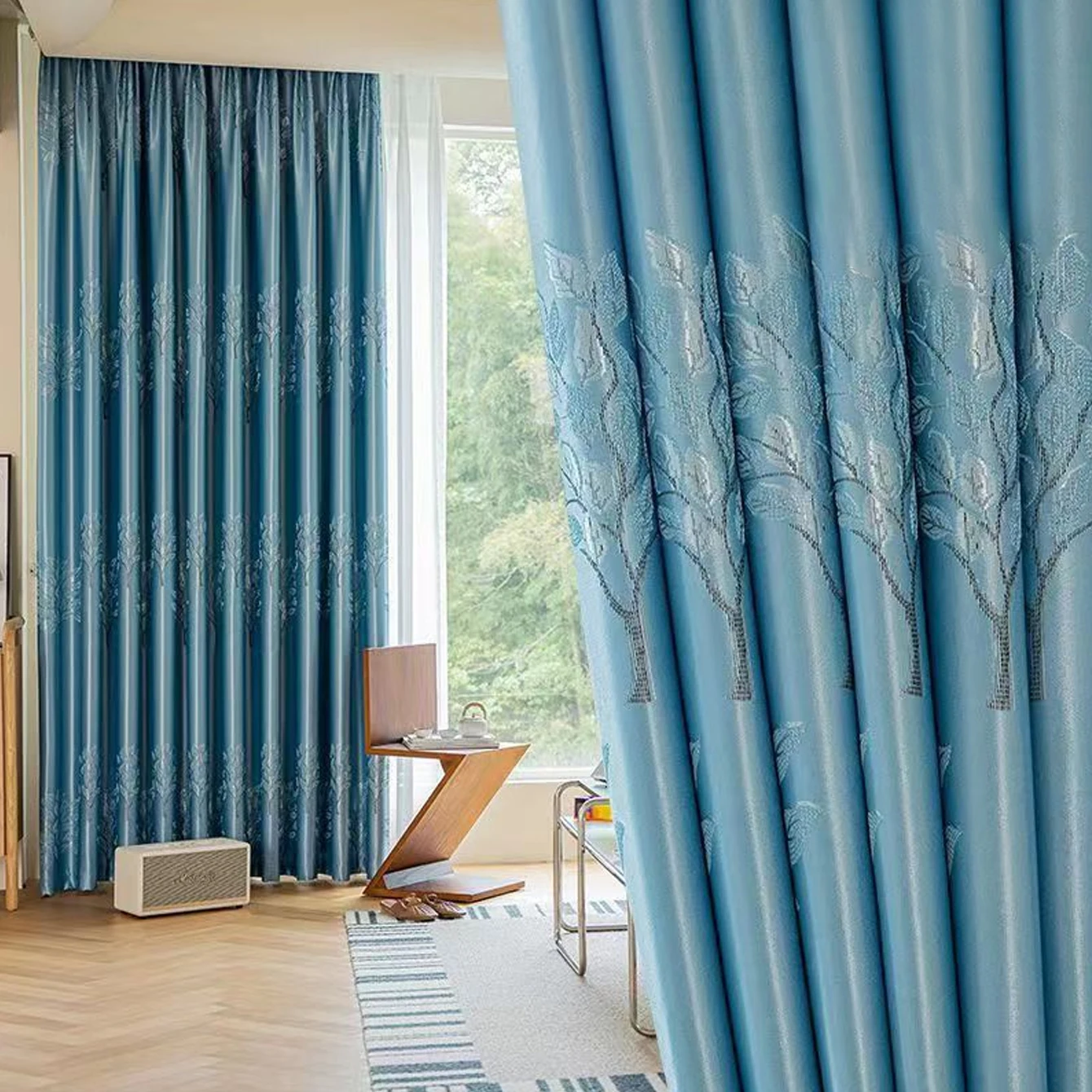 Tiffany Blue Curtains Blackout Bedroom High-end Heat Insulation Sun Protection Multi-color Optional