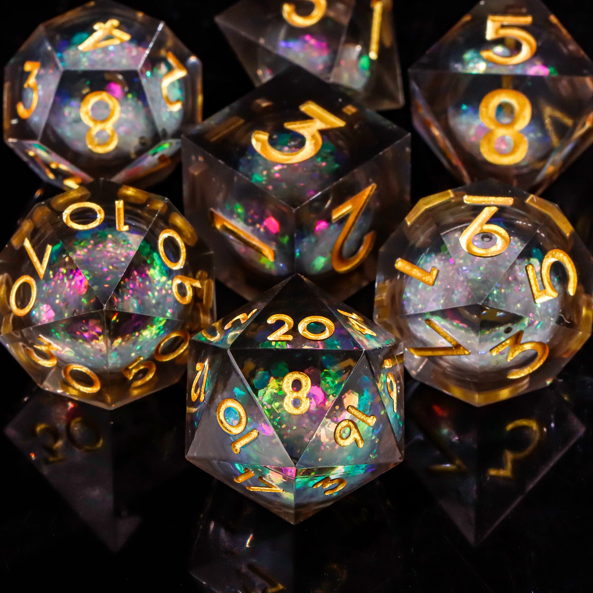 

Набор многогранных кубиков с жидким сердечником для DnD Sharp Edge Dice, набор многогранных кубиков для подземелий и драконов, набор кубиков D&D, подарки D и D