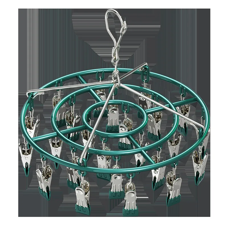 

Ветрозащитная сушилка из нержавеющей стали с 24 зажимами для дома и школы, сушилка для носков с несколькими зажимами, вешалка для нижнего белья, носков, домашняя подвесная одежда