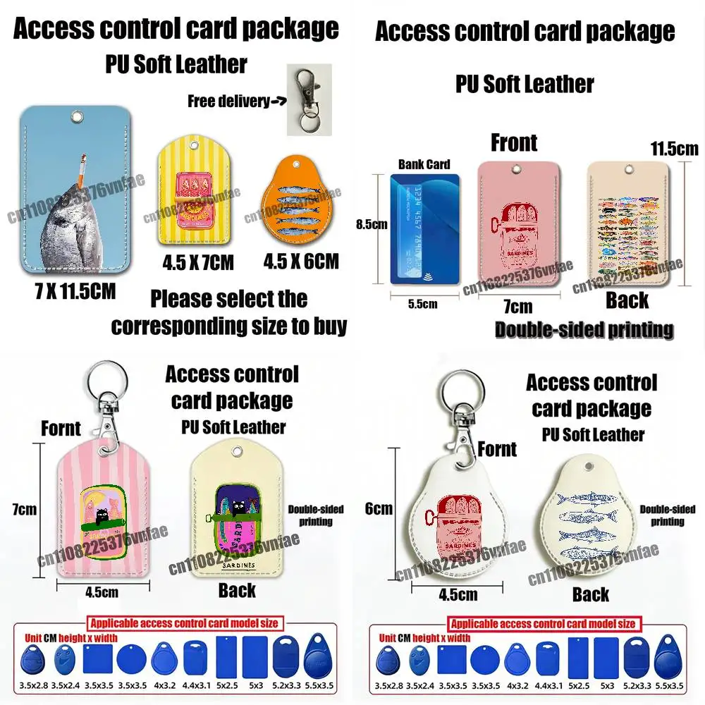 

For Fish Funny Sardines ID Clips Credit Bank Access Bus Electric Car Elevator Card Holder Cover Keychain