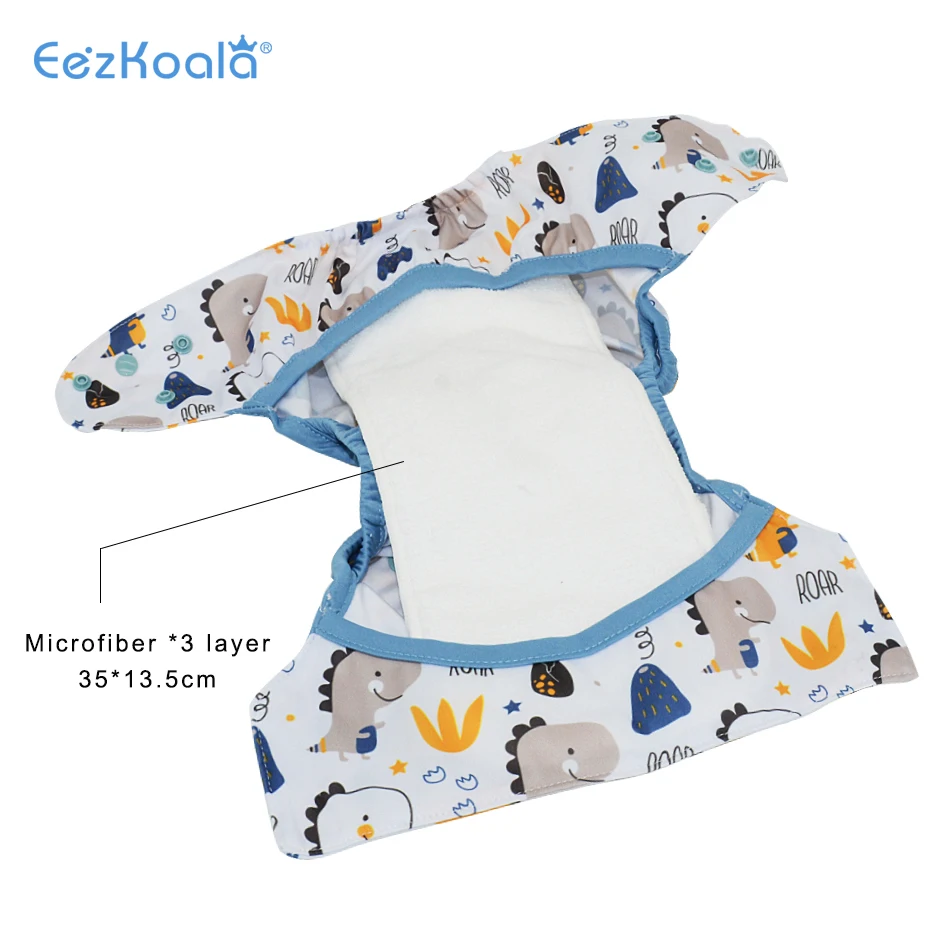 Eezkoala eco-friendly grande xl fralda de pano capa para bebê 2 anos e mais velhos, ficar seco fralda ajustável se encaixa cintura 36-58 cm bebê