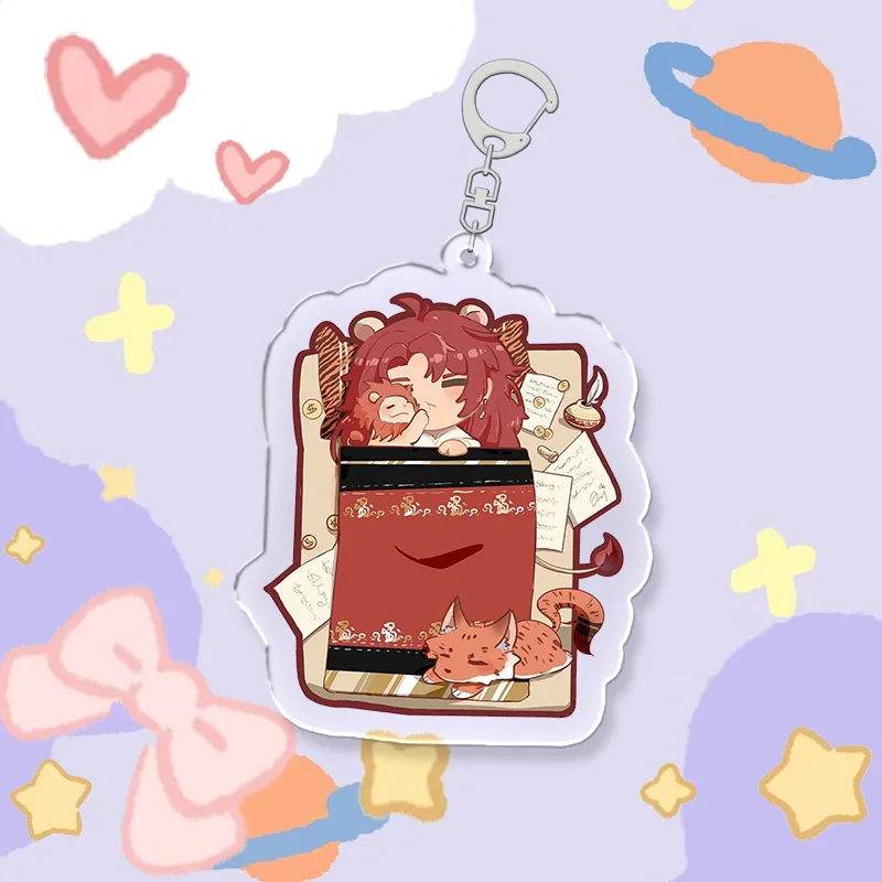Game Nu: Carnival 6CM Anime Keychain Sleeping Figure Eiden Aster Morvay Edmond Cartoon Key Chain Backpack Pendant Accessories