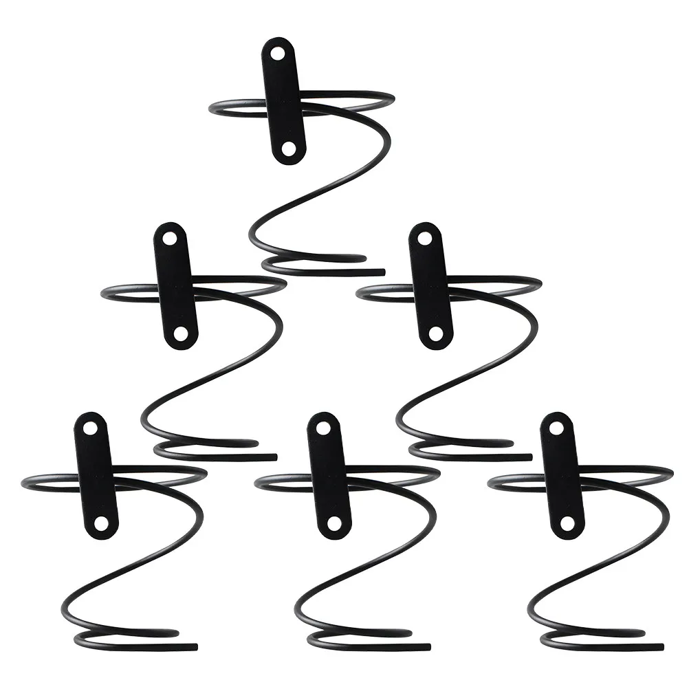 6Pcs Wall Mounted Iron Wine Rack Holder For Wine Wall Display Decor Home Black Spiral Secure Storage Bar Restaurant
