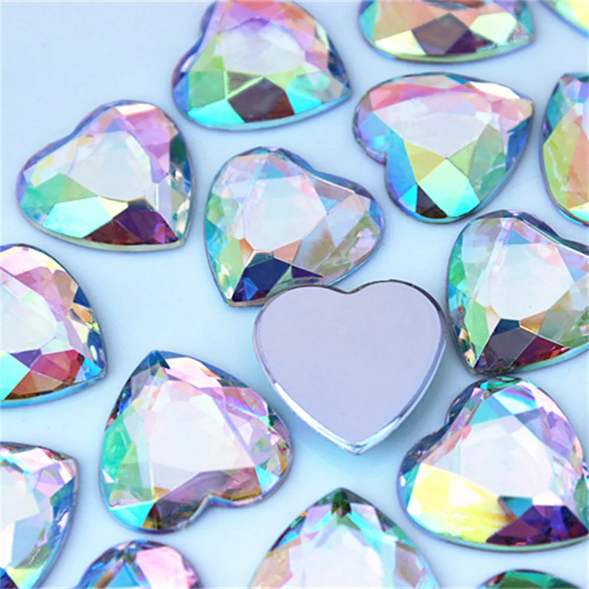 Micui 20pcs 20mm Heart Acrylic Rhinestones Flat Back Stones rhinestones Crystal for clothing crafts Decorations DIY MC644