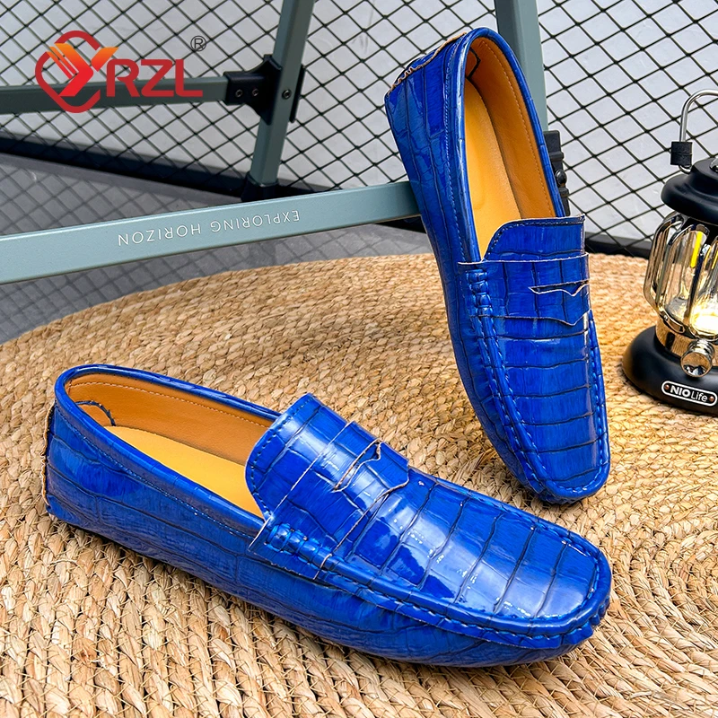 YRZL New Fashion Loafers for Men Classic Driving Shoes Casual High Quality PU Leather Comfy Mens Shoes Bright Color Loafers Men