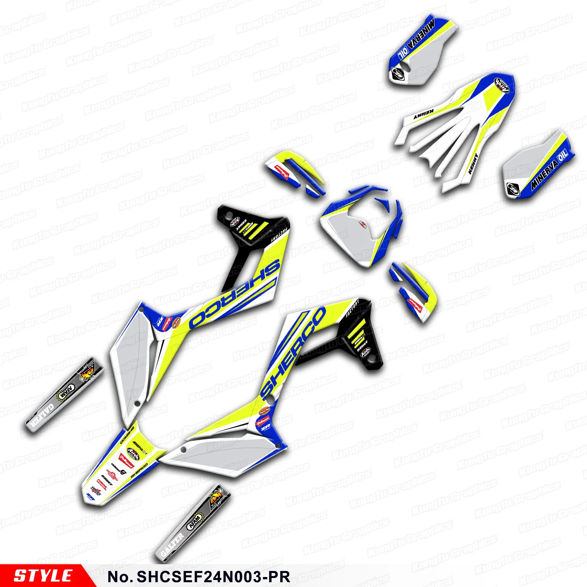 

JY RACING Motorcycle Graphics Vinyl Wrap Kit Enduro Decals for Sherco SE-R SER 125 250 300 450 500 2024, SHCSEF24N003-PR