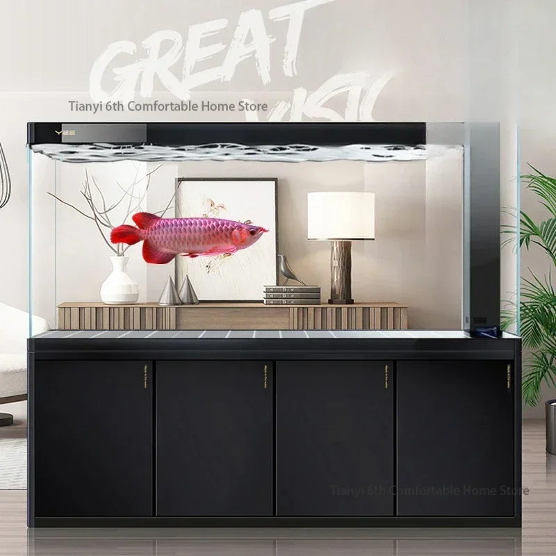 Floor Type Large Fish Tanks Aquarium Living Room Appreciate Filtered Water Aquatic Pet Supplies Ecology Pet Products すいそう FYFT