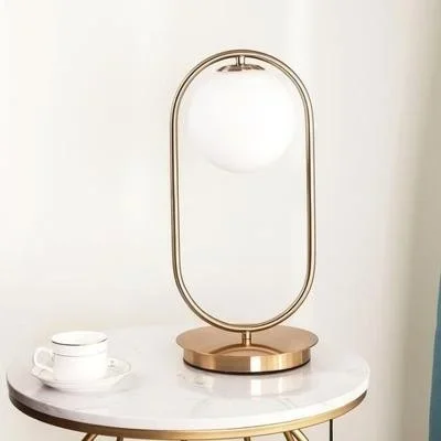 

Nordic Art Deco Golden Body Table Lamp Metal Base Plate Modern Minimalist Frosted Glass Led Desk Lamp For Study/Bed Room