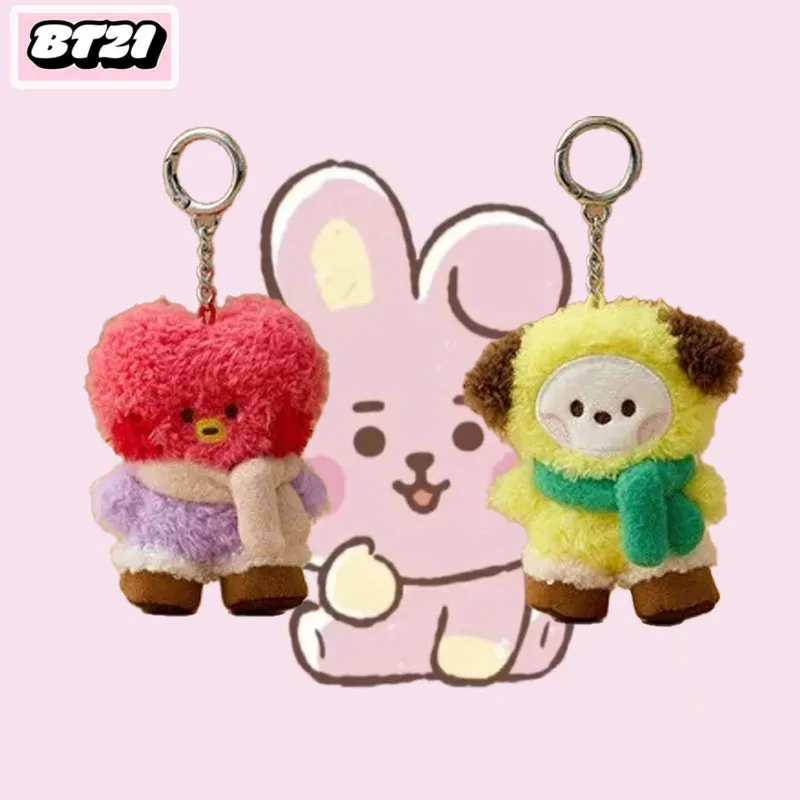 

2026 BT21 TATA RJ CHIMMY COOKY SHOOKY MANG KOYA Идол Кавайный мини-брелок, плюшевая мультяшная кукла в шарфе, фигурка, подарок