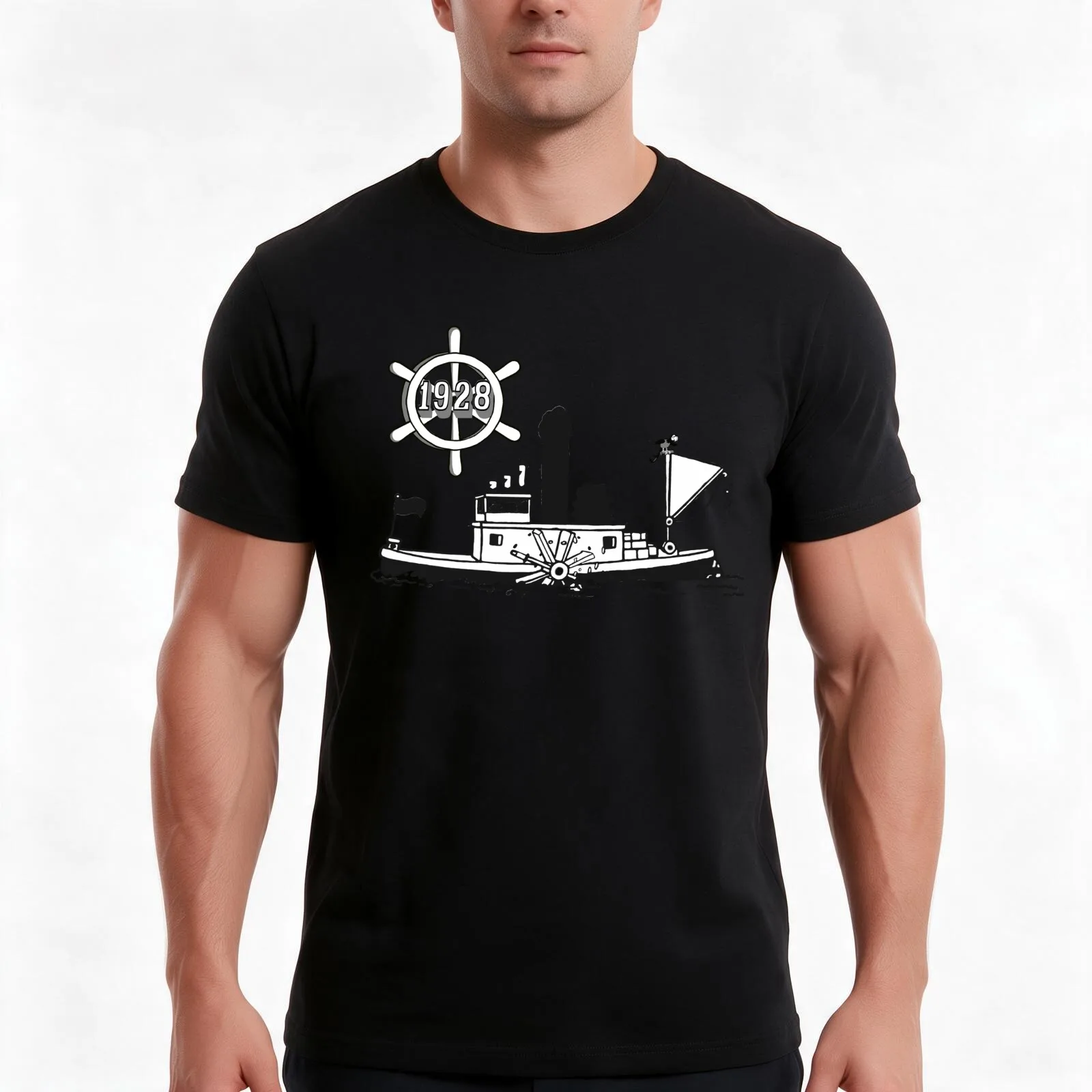Steamboat 1928 T-Shirt Summer Casual Cotton Tee Oversized Streetwear Tops Vintage Graphic Print Loose Fit Short Sleeve