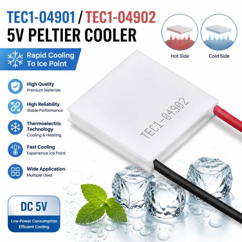 Plaque de refroidissement/Module de refroidissement Peltier 5V TEC1-04901/TEC1-04902, capable d'abaissement rapide de la température au point de congélation