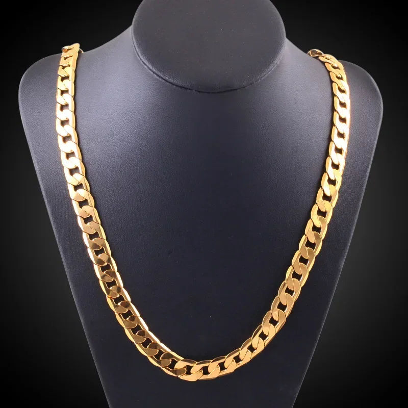 Korean fashion 40-60CM Sterling Silver 18K gold luxury 8MM sideways chain Necklaces for Men woman fine Jewelrys Wedding party