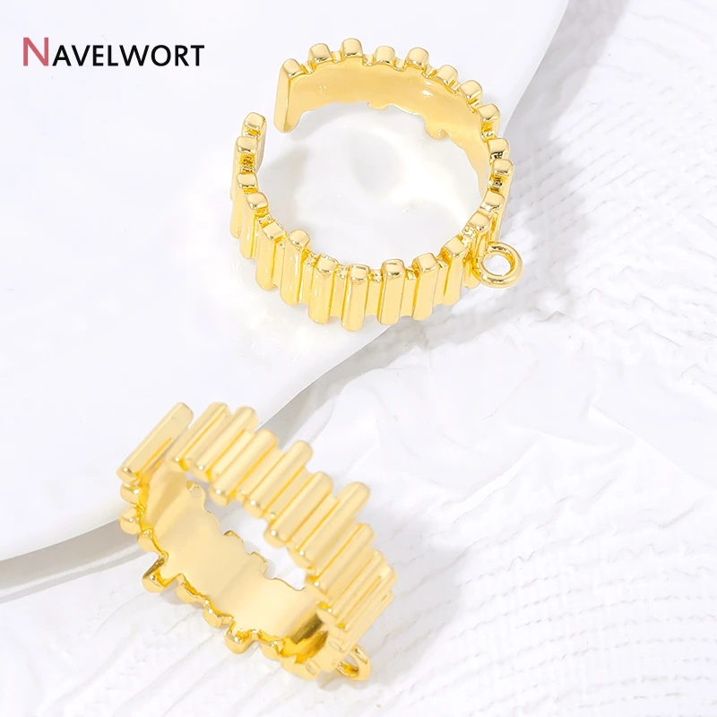 18K Gold Plated Brass Metal Finger Rings Findings For Jewelry Making Supplies Stripe Open Rings Base DIY Jewelry Accessories