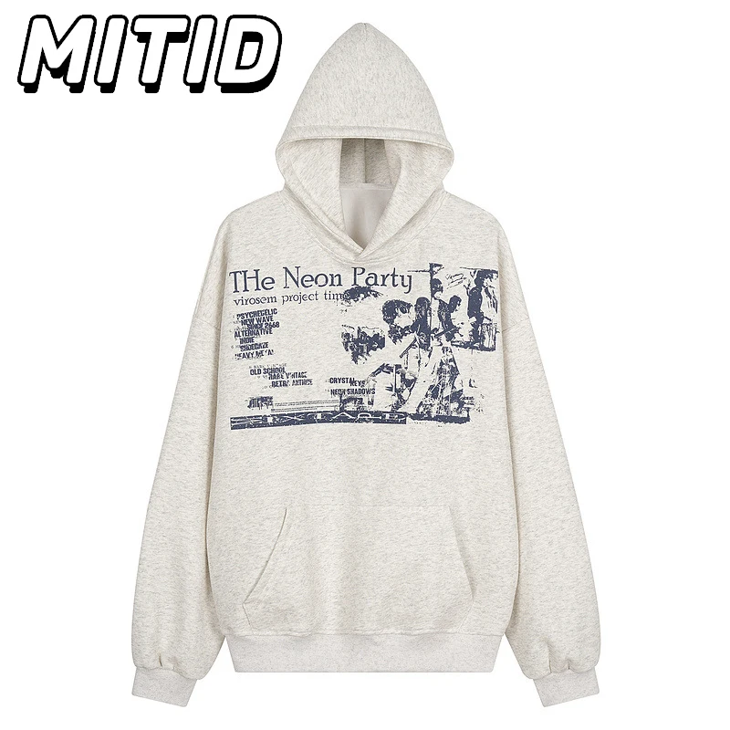 New Spring Autumn Hoodies Men Retro Abstract Printed Couple Pullover Hoodies Hip Hop Streetwear Oversized Hoodie For Women