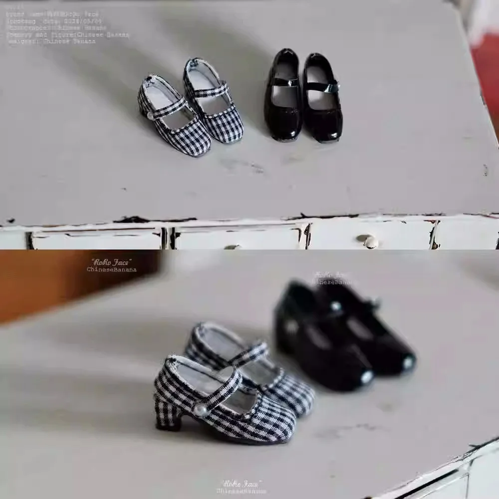 

BJD doll shoes suitable for Blythe ob22 ob24 size square head low heel pearl small leather shoes 2 color into doll accessories