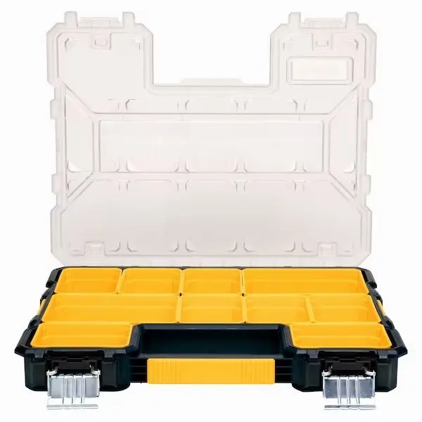 Pro Small Parts Organizer, Plastic, Black/Yellow, 17-1/2 in W x 3 in D x 14 in H