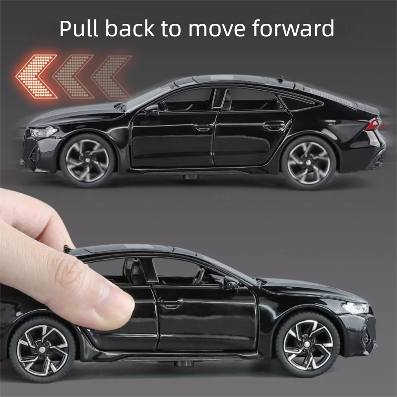 1:32 Audi RS7 Sportback modelo coches de juguete aleación Diecast 6 puertas abiertas con neumáticos de goma extraíble ornamento vehículo juguetes regalos