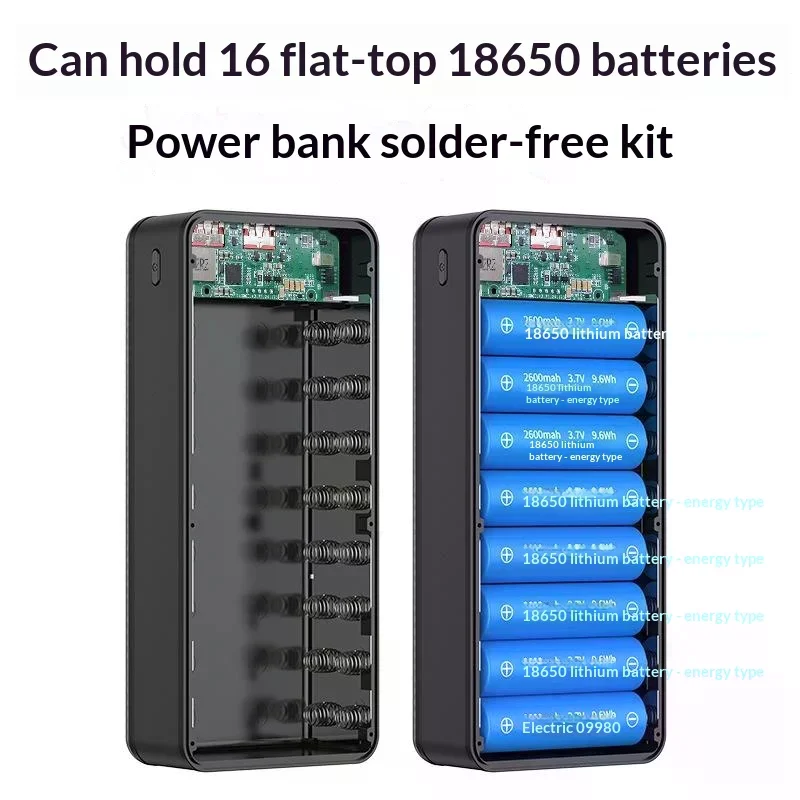 P12 12 pz. custodia power bank fai da te per batterie 18650 con doppia USB Type-C 10W 22.5W 15W ricarica wireless (batteria non inclusa) per telefono