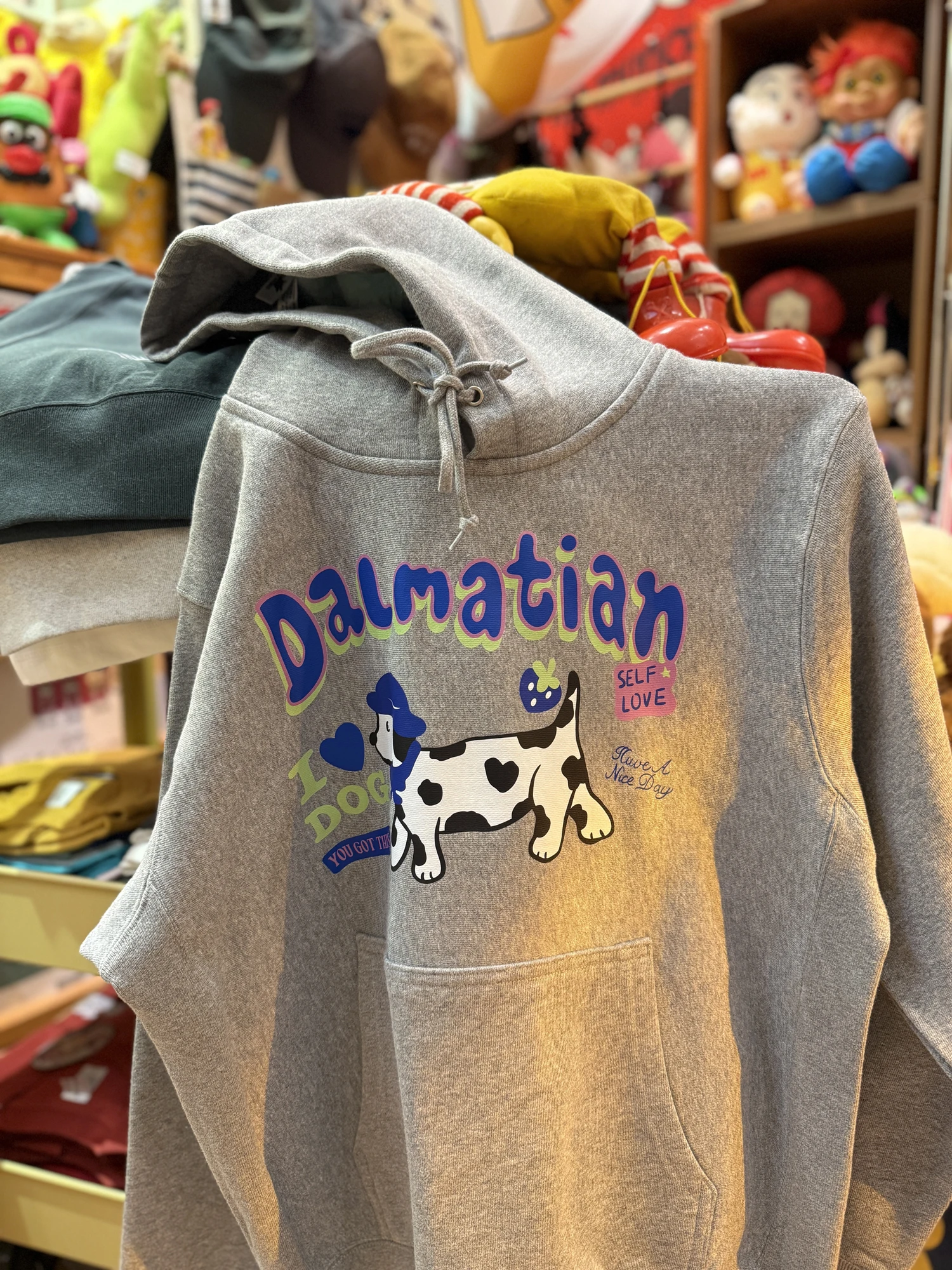 Retro vintage Fce gevoerde sweatshirt met capuchon, schattige stippen, hondenparen, bijpassende rechte snit, lange mouwen, katoen, polyester