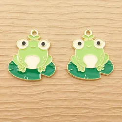 10pcs Frog Charm for Jewelry Making Enamel Necklace Bracelet Earring Phone Pendant Diy Supplies Alloy Metal Gold Plated