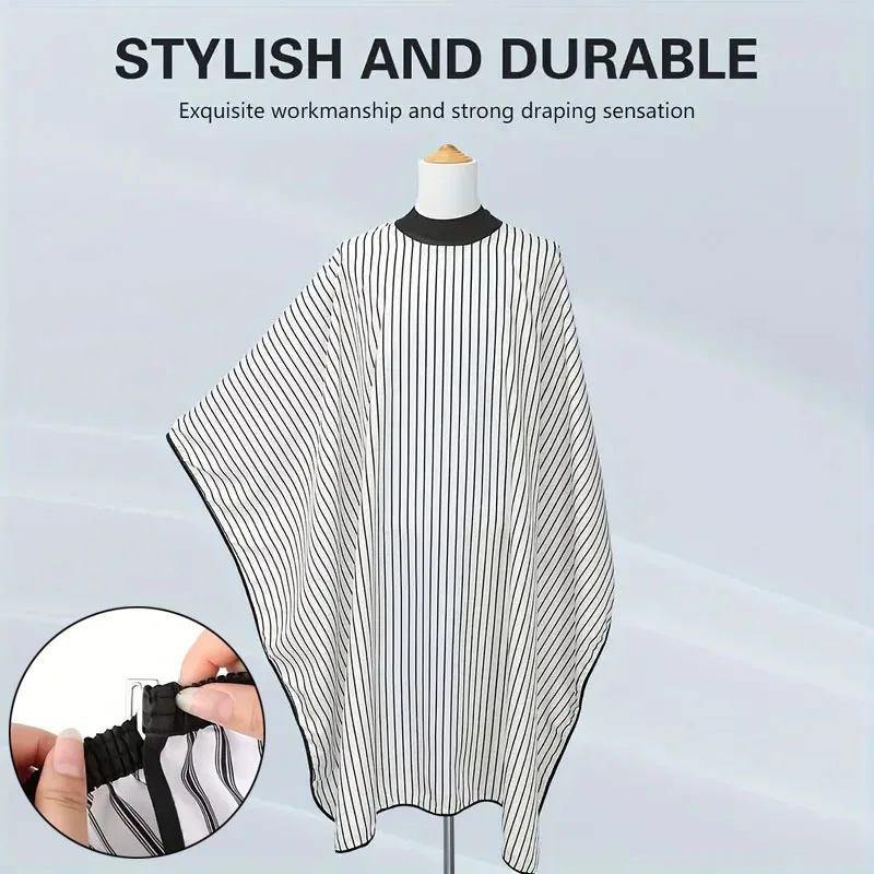 

Накидка для стрижки в полоску большого размера, унисекс, антистатический фартук с антипригарным покрытием и регулируемой застежкой-кнопкой для парикмахерской укладки