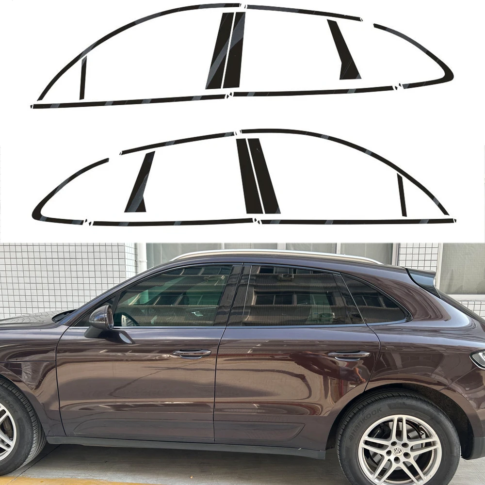 

For Porsche Macan 2014-2020 SUV Window Chrome Delete Blackout ABC Pillars Glossy Black Stickers
