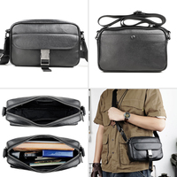 Genuine Leather Men's Crossbody Shoulder Bag Casual Black Messenger Bag Portable Outdoor Cross Bady Bags