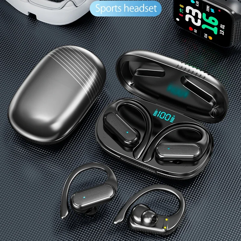 

Wireless Headphones Sport Bluetooth Earphone Smart Touch HiFI 9D Stereo Waterproof Ear Hook Headset With Microphone