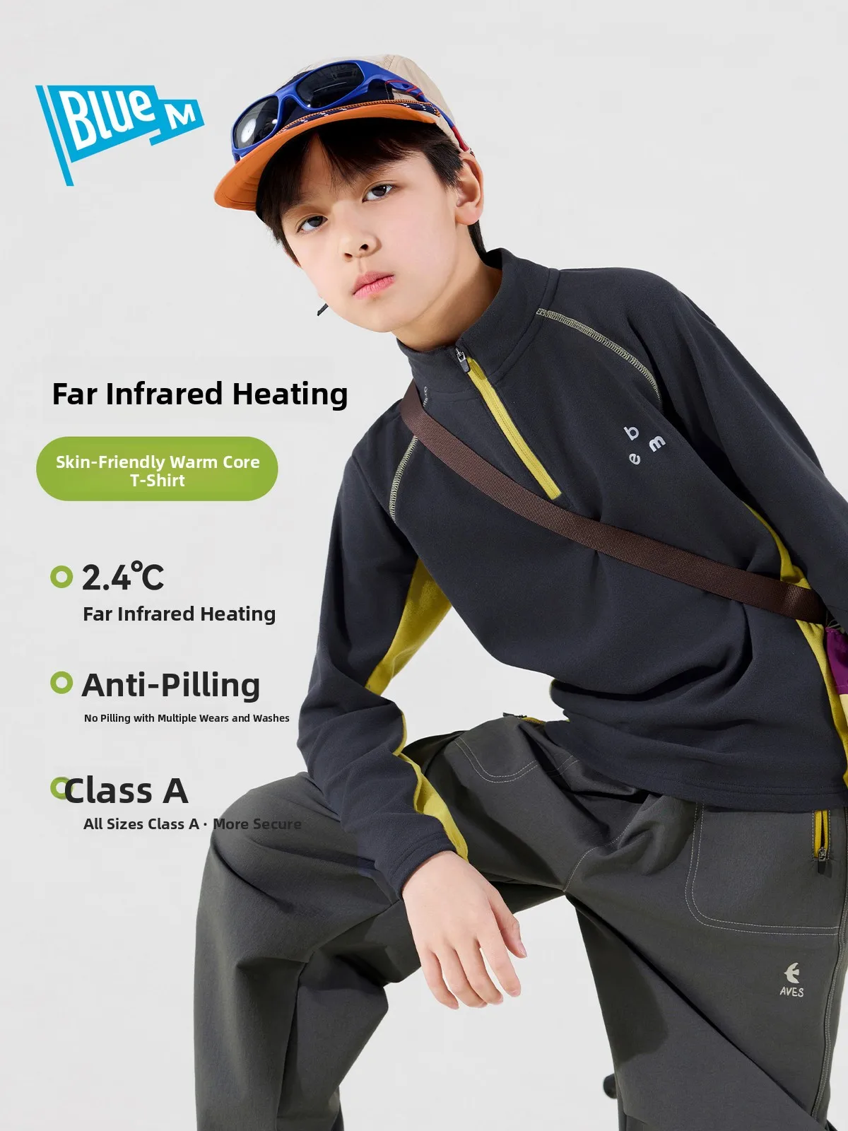 Antistatic Long Sleeve Children's T-shirt Outdoor Casual Wear for Boys Big Kids Teenagers Autumn New Style Bluem Brand