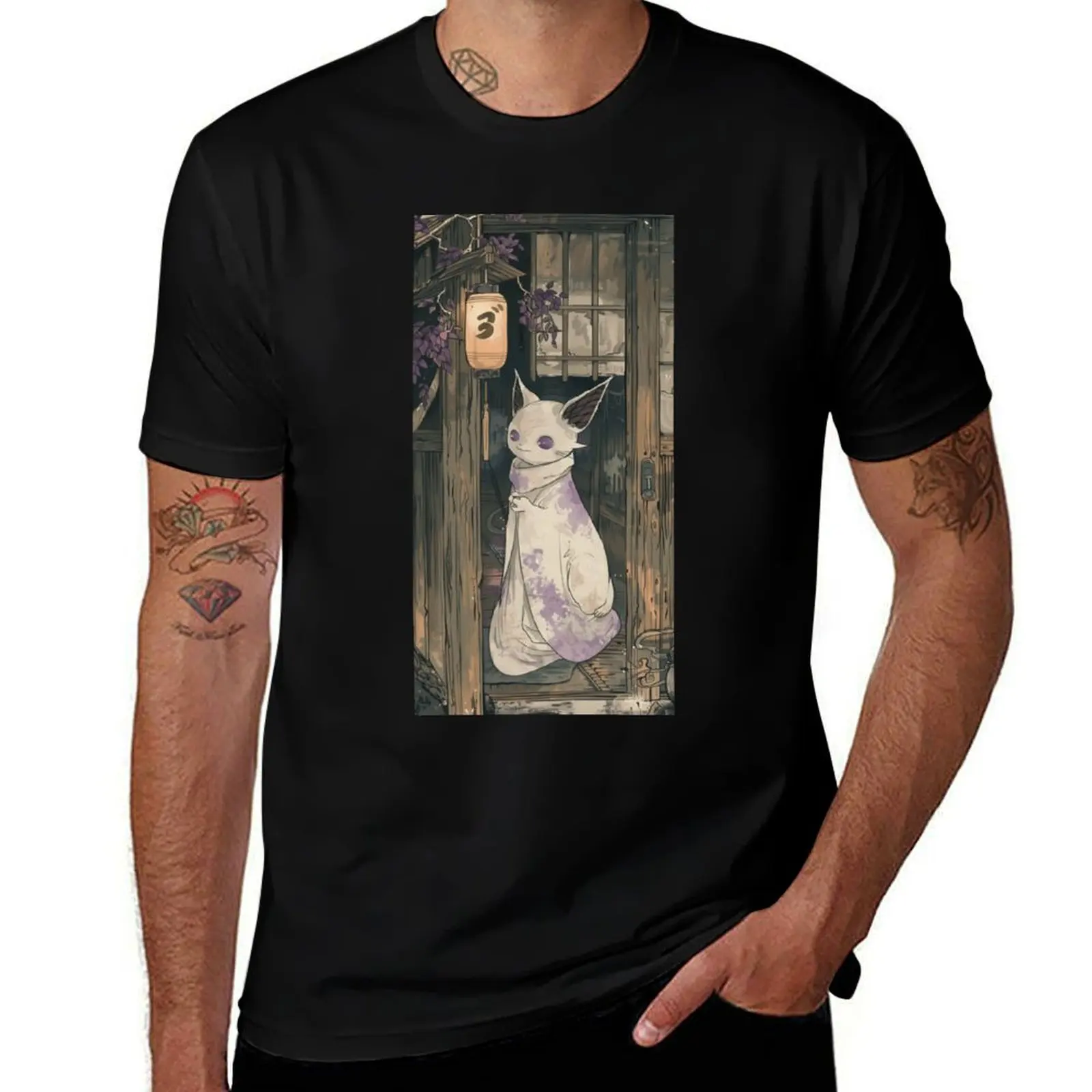 

Cat Neko Yokai Ukiyo-e T-Shirt Plus Size Loose Short Sleeve Top