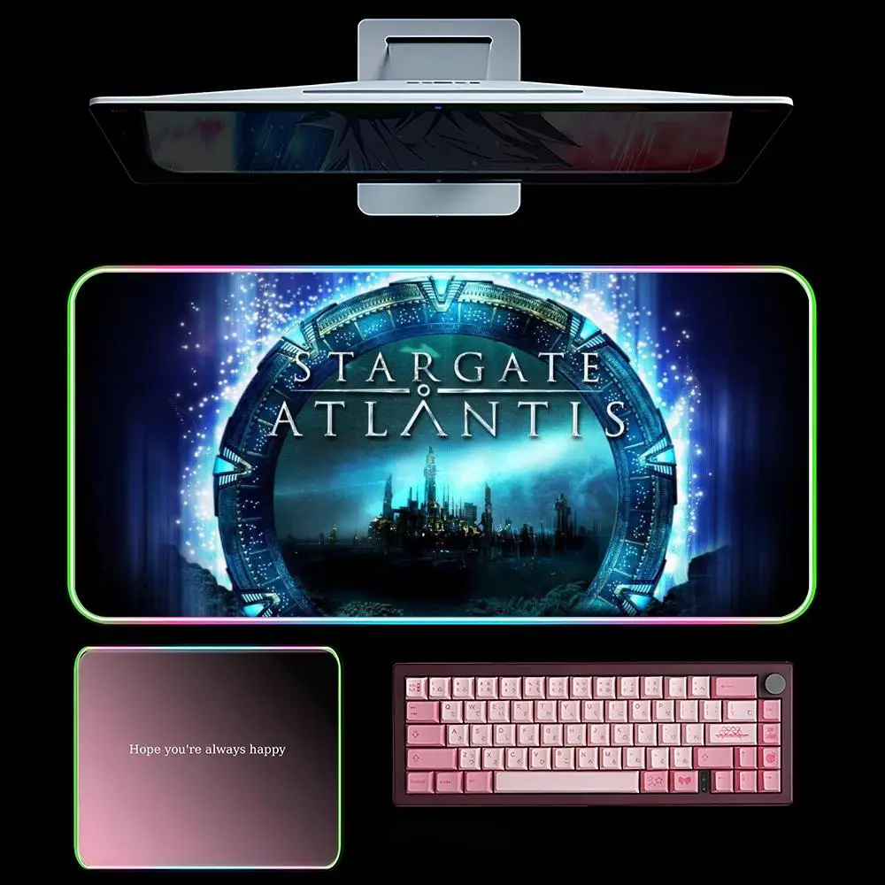 

Коврик для мыши Stargate Atlantis RGB игровой коврик для мыши светодиодный большой игровой коврик для мыши XXL коврик для клавиатуры светящийся настольный коврик с подсветкой