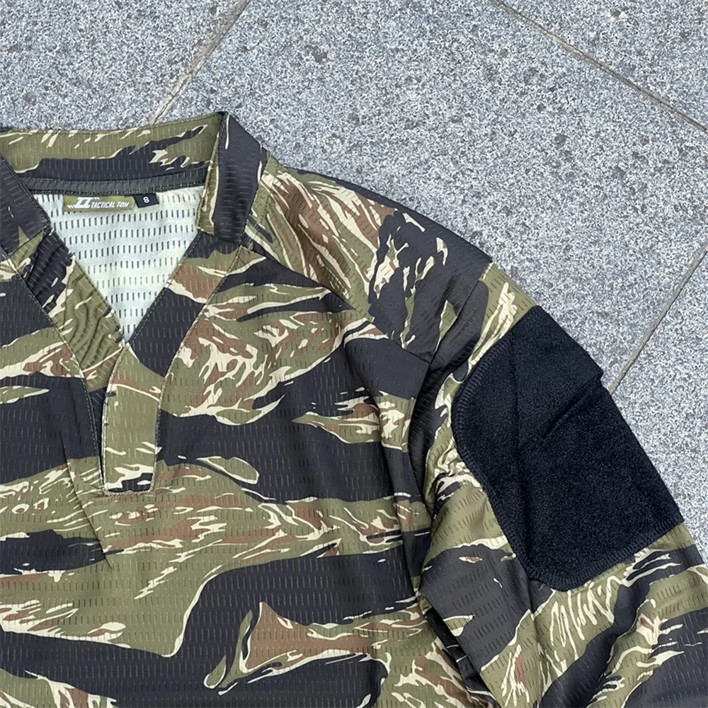 タクティカルジャングルタイガー長袖シャツ VS タクティカルVネック通気性速乾シャツ