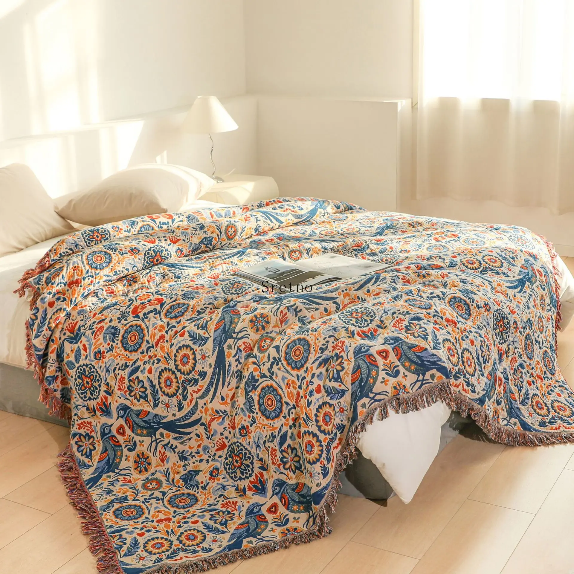 SRETNO Pure Cotton Towels Blanket, Multi-layer Gauze Throw Blankets, Multifunctional Household Bed Sheets Sofas Blankets mantas