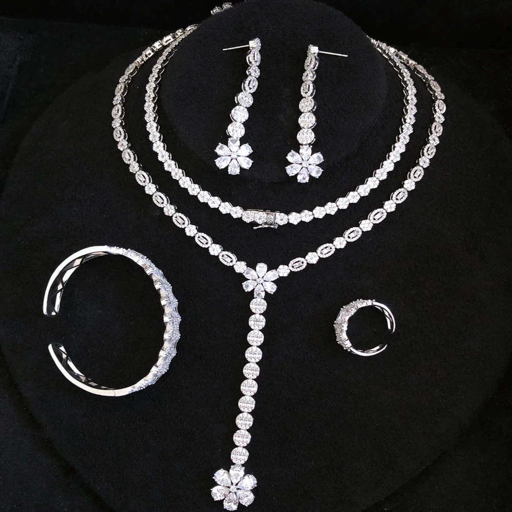 GODKI New Trendy Sweater Long Necklace Earring Jewelry Sets For Women Wedding Party Zircon CZ African Dubai Bridal Jewelry 2022