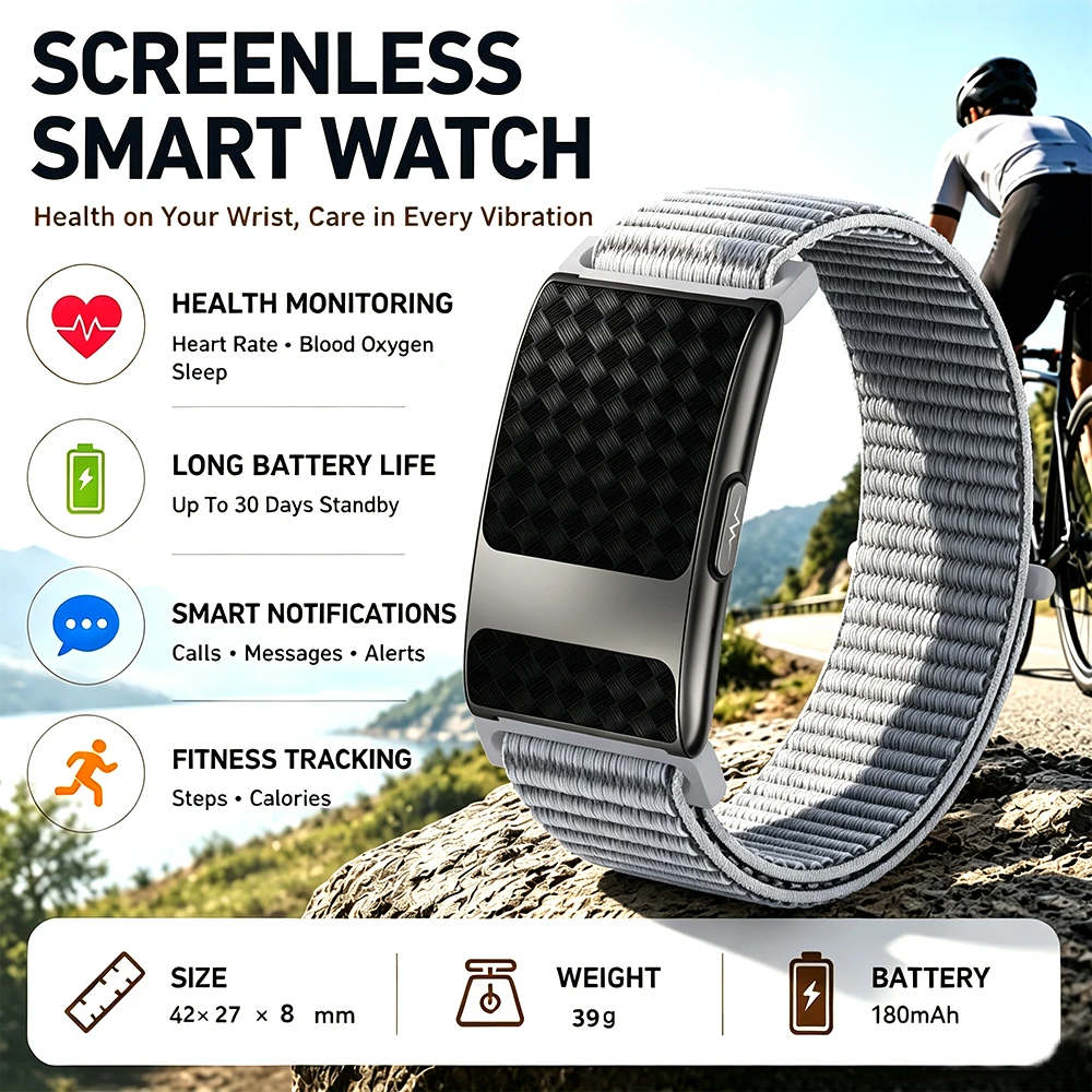2026 GPS Sports Track Screenless Bracelet ECG+HRV SpO2 Multi-Sport Modes Sleep Monitoring Heart Rate Smart Bracelet Men Women