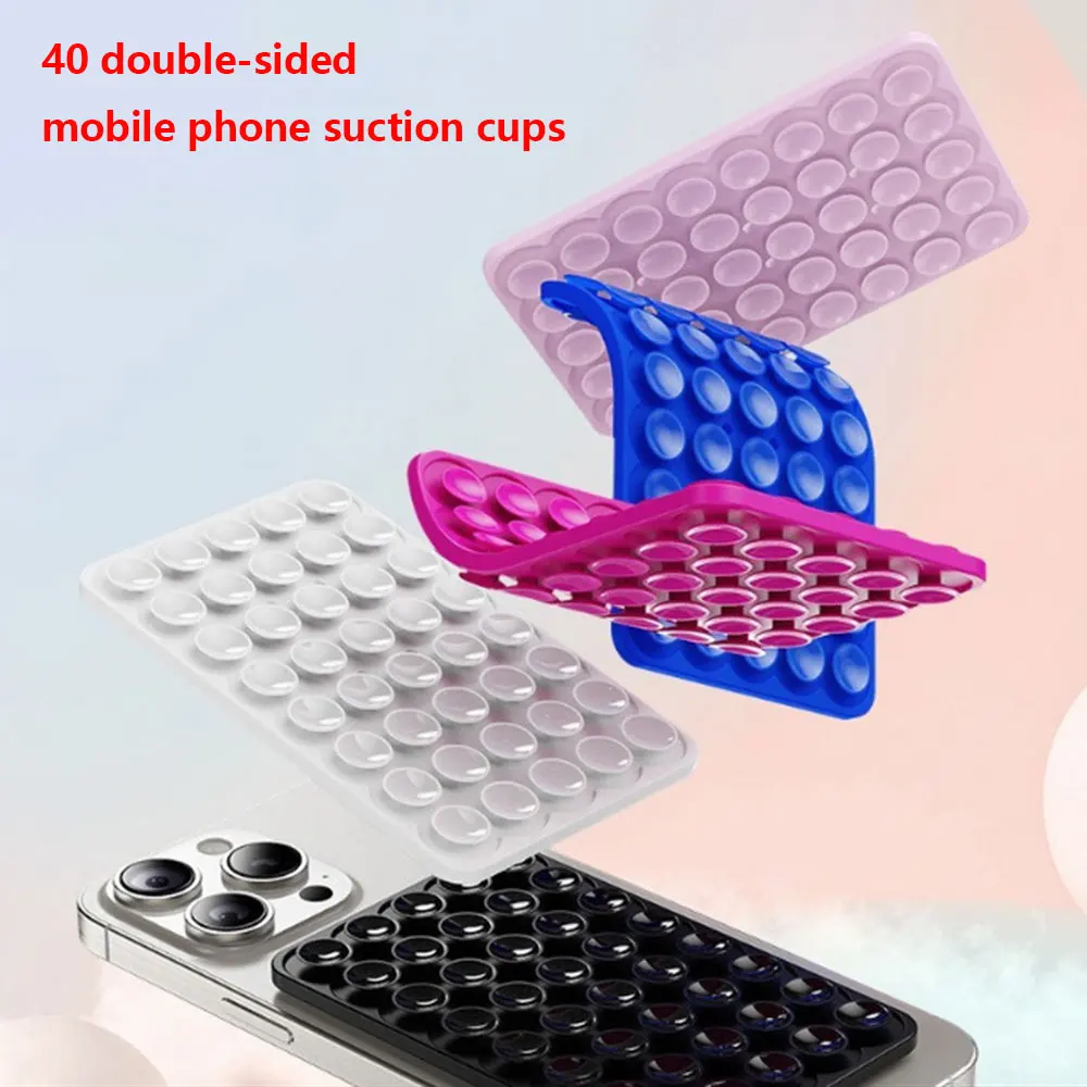 1PC Silicone Suction Phone Case Mount Non Slip Suction Cup Phone Stand Mixed Color Silicone Phone Holder for Selfies and Videos