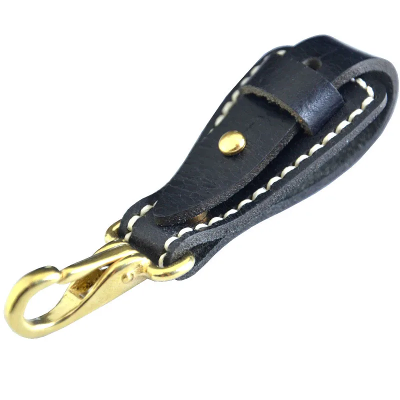 100% Genuine Leather Belt Key Holder For Men Male Cowhide Vintage Handmade Tactical EDC Waist Loop Buckle Keychain Clip Buckle