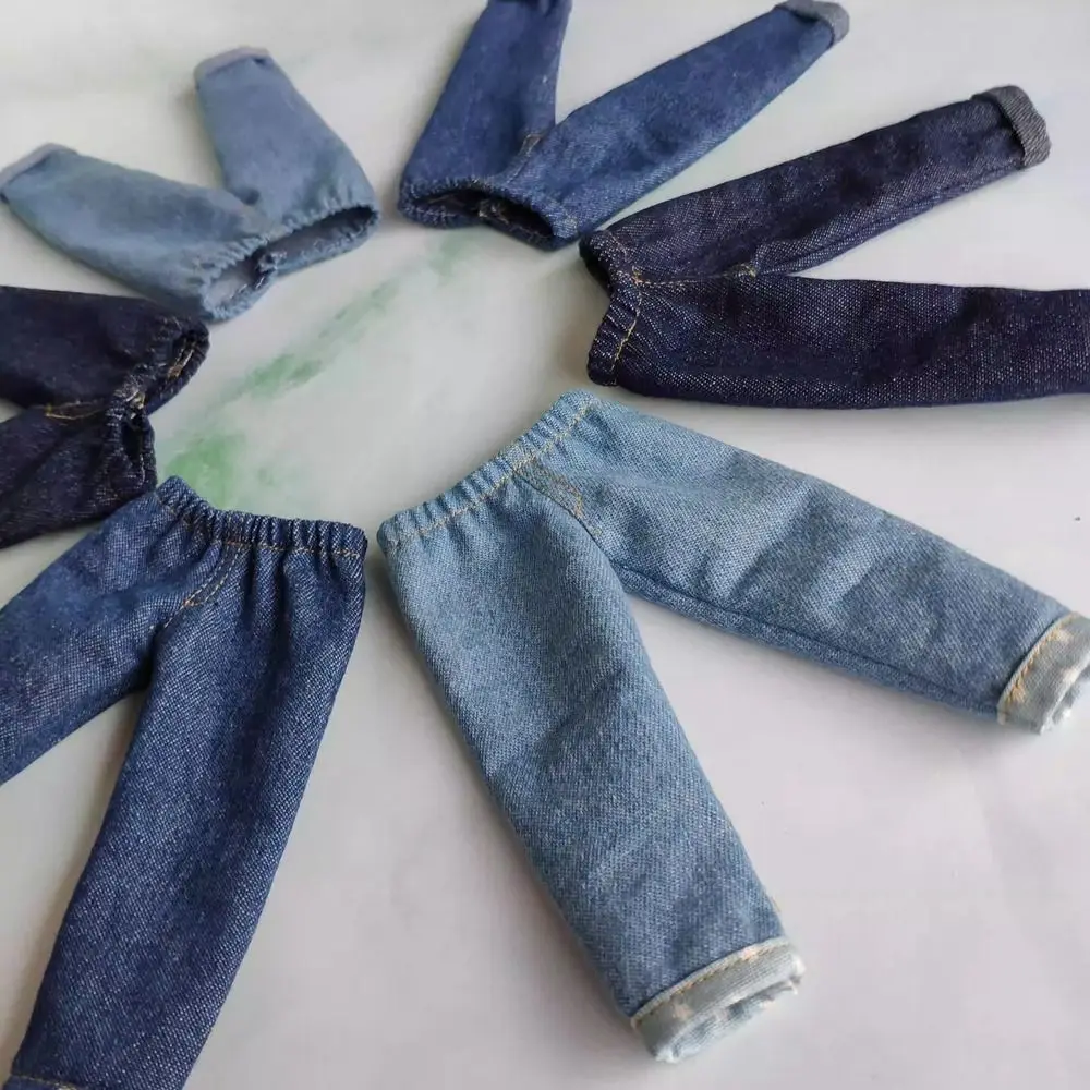 Casual Wear Flip Up Denim Pants Handmake DIY Accessories Cute Trousers Kids Toys Fashion Jeans Pants for Blythe ob24 Dolls