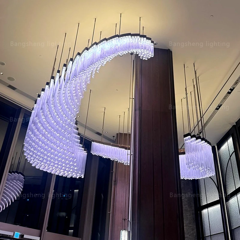 Luxury Custom Arc Crystal Chandelier-Hotel Lobby High-End Commercial Space Large-Scale Project Lighting Fixture LED European