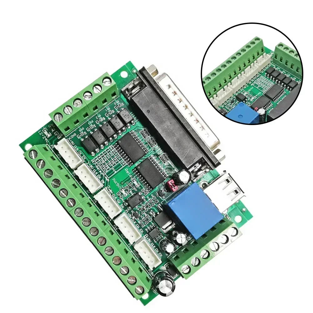 5-Axis Board With DB25 LPT & USB Optocoupler Isolation For Nema23 Stepper Motor Drivers Control VFD Engraving Machine