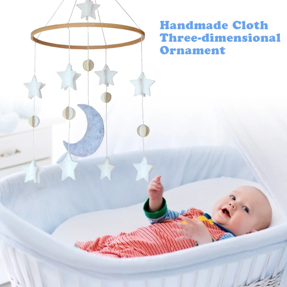 Baby Crib Dream Catcher Mobile Stars Moon Wind Chime Felt Hanging Dreamcatcher Nursery Carousel Rattles Bedroom Decoration