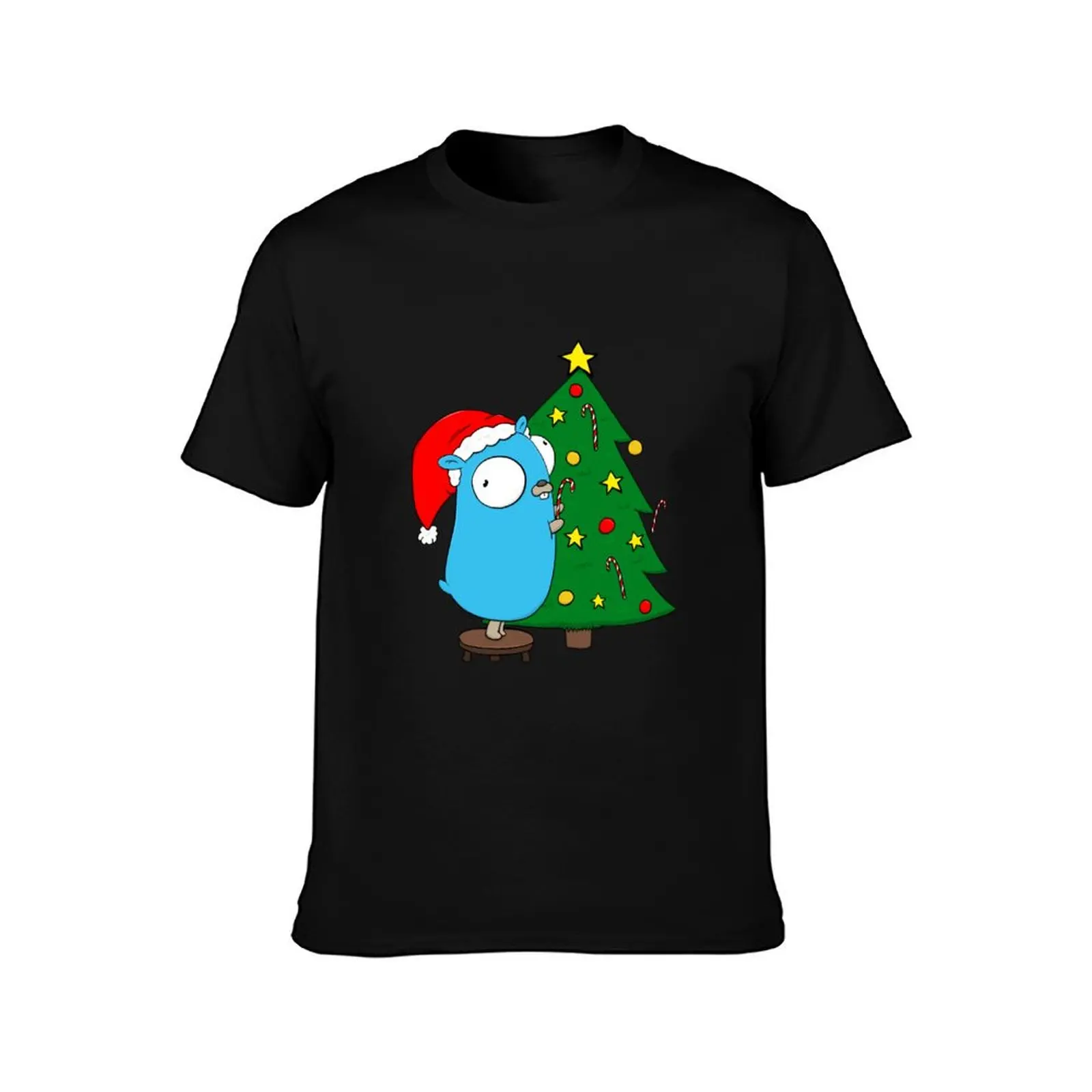 Christmas Tree Gopher T-Shirt Art Pattern Printed Casual Top T-Shirt