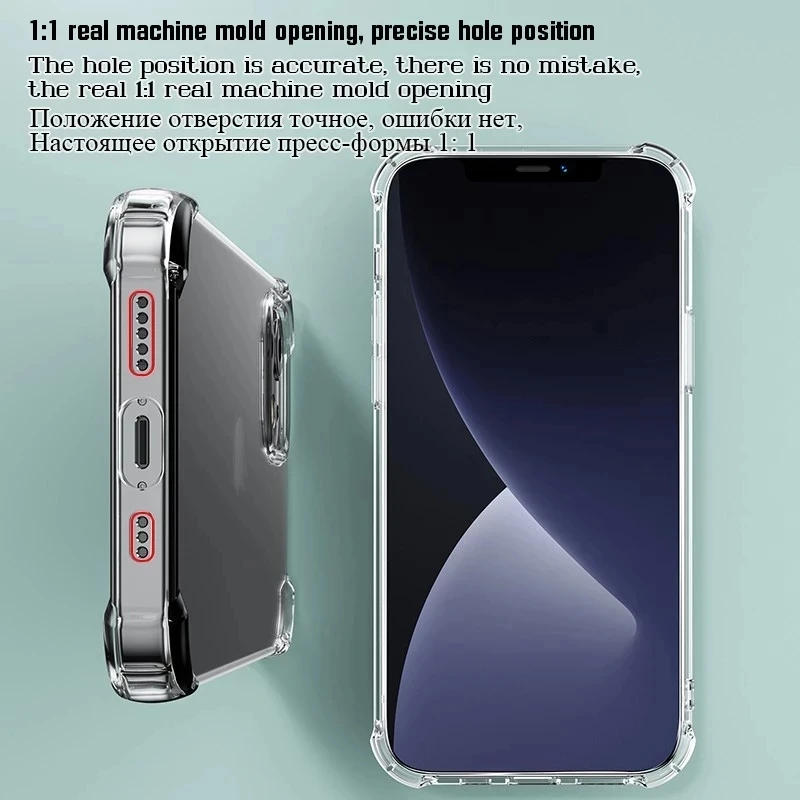 Transparent Original Case For iPhone 13 12 11 14 Pro Max Case For 14 8 7 Plus X XR XS MAX 6 6S SE 2020 Silicone Shockproof Cover