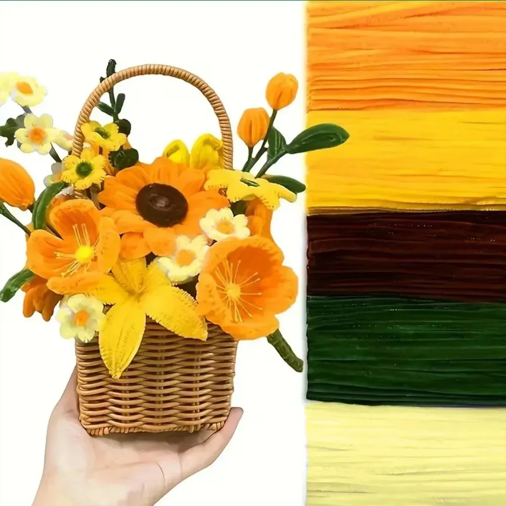 100-1000PCS Pipe Cleaners Chenille Stem Craft Flower Supplies, 3 Colors Pipe Cleaners Set for DIY Art and Craft Decorations