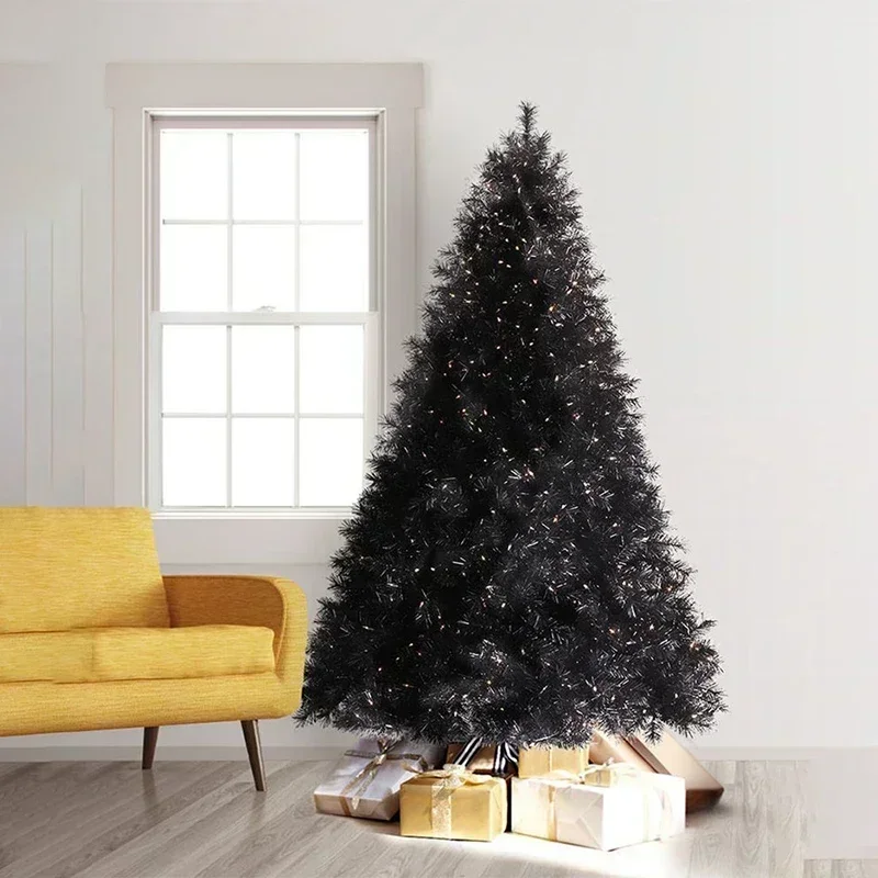 Artificial Black Christmas Tree with LED Lights Encrypted PVC Material Christmas Decorations Christmas Atmosphere Decorations