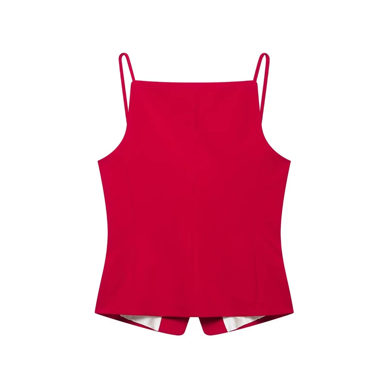 Guobioziy Women's Heart-Shaped Strap Vest 2026 Summer New Style Red Design European and American Casual Fashion Daily Wear