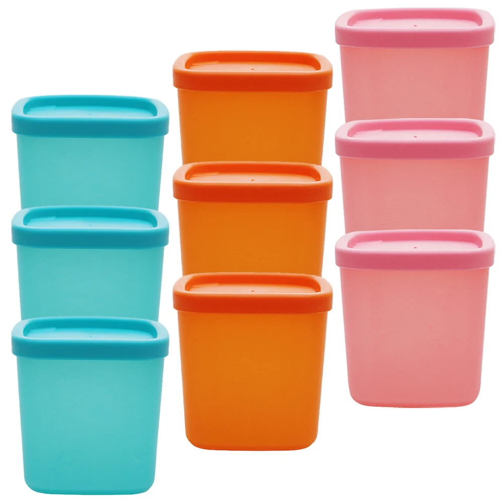 

9pcs Mini Food Storage Boxes 230ml PE PP Crisper Containers Refrigerator Fruit Salad Nut Holder Orange