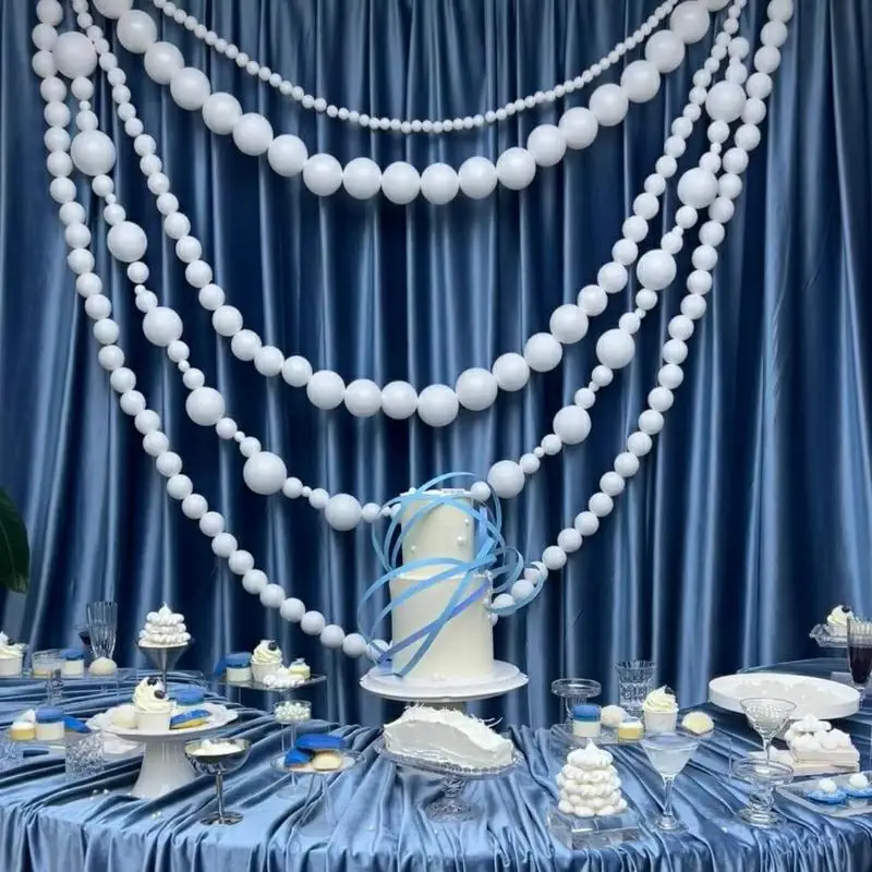 Decoración de cumpleaños y boda, cortina de bola de espuma con hilo de perlas, tela de fondo, área de bienvenida, accesorios de cortina de pared para eventos especiales